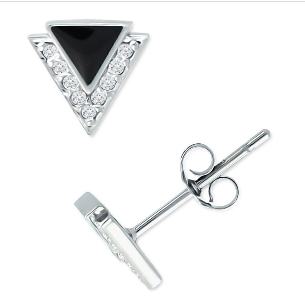 Giani Bernini Cubic Zirconia & Enamel Triangle Stud Earrings in Sterling Silver